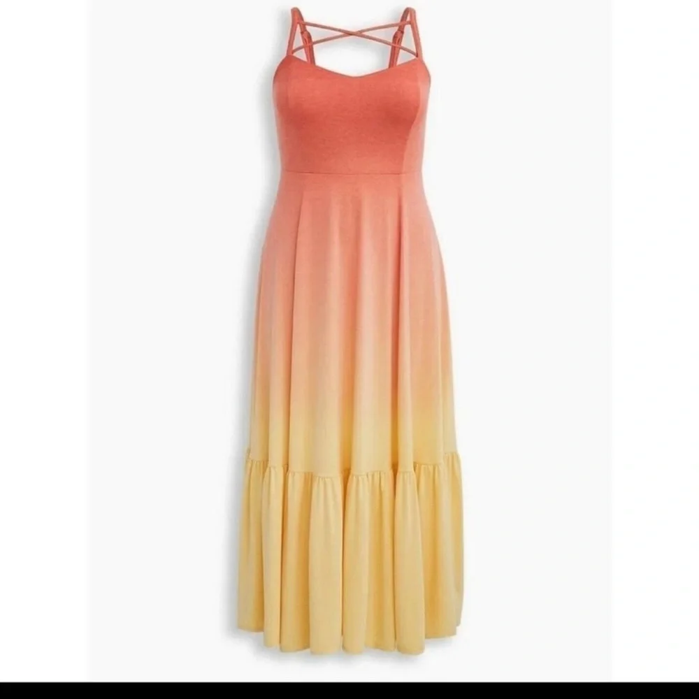 Orange and Yellow Tiered Ruffled Sundress - Picture 2 of 5